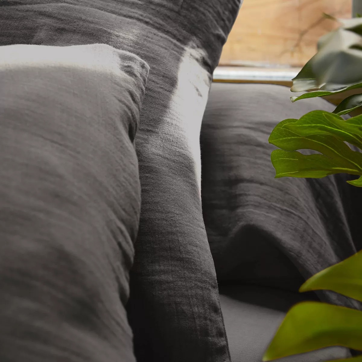 Federa cuscino a rullo garza di cotone (L185 cm) Gaïa Grigio granito