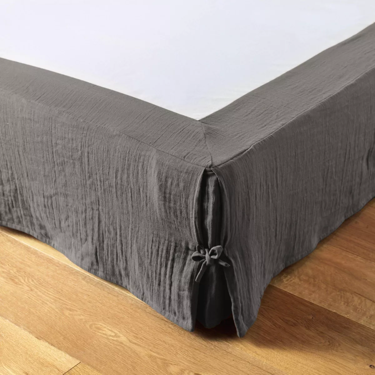 Cache-sommier Gaze de coton (160 x 200 cm) Gaïa Gris granit 5