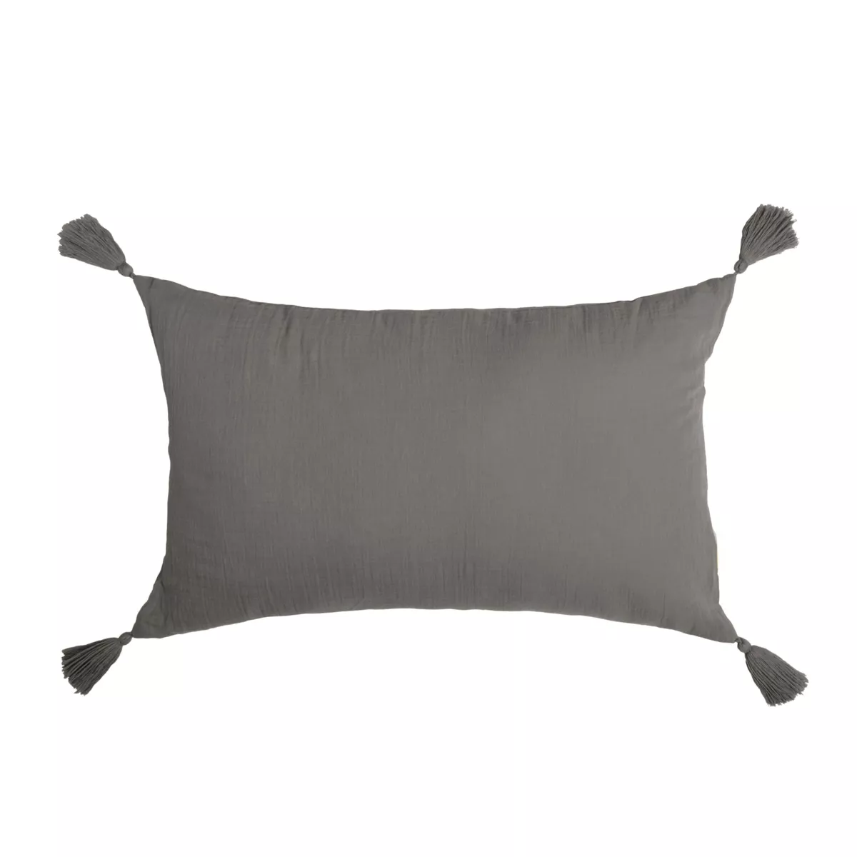 Coussin rectangulaire gaze de coton (40 x 60 cm) Gaïa Gris granit