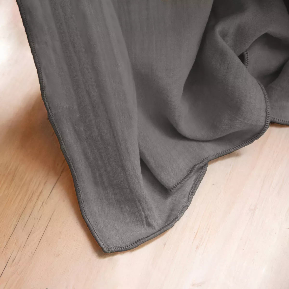 Rechteckige Musselin-Tischdecke (150 x 250 cm) Gaïa Dunkelgrau