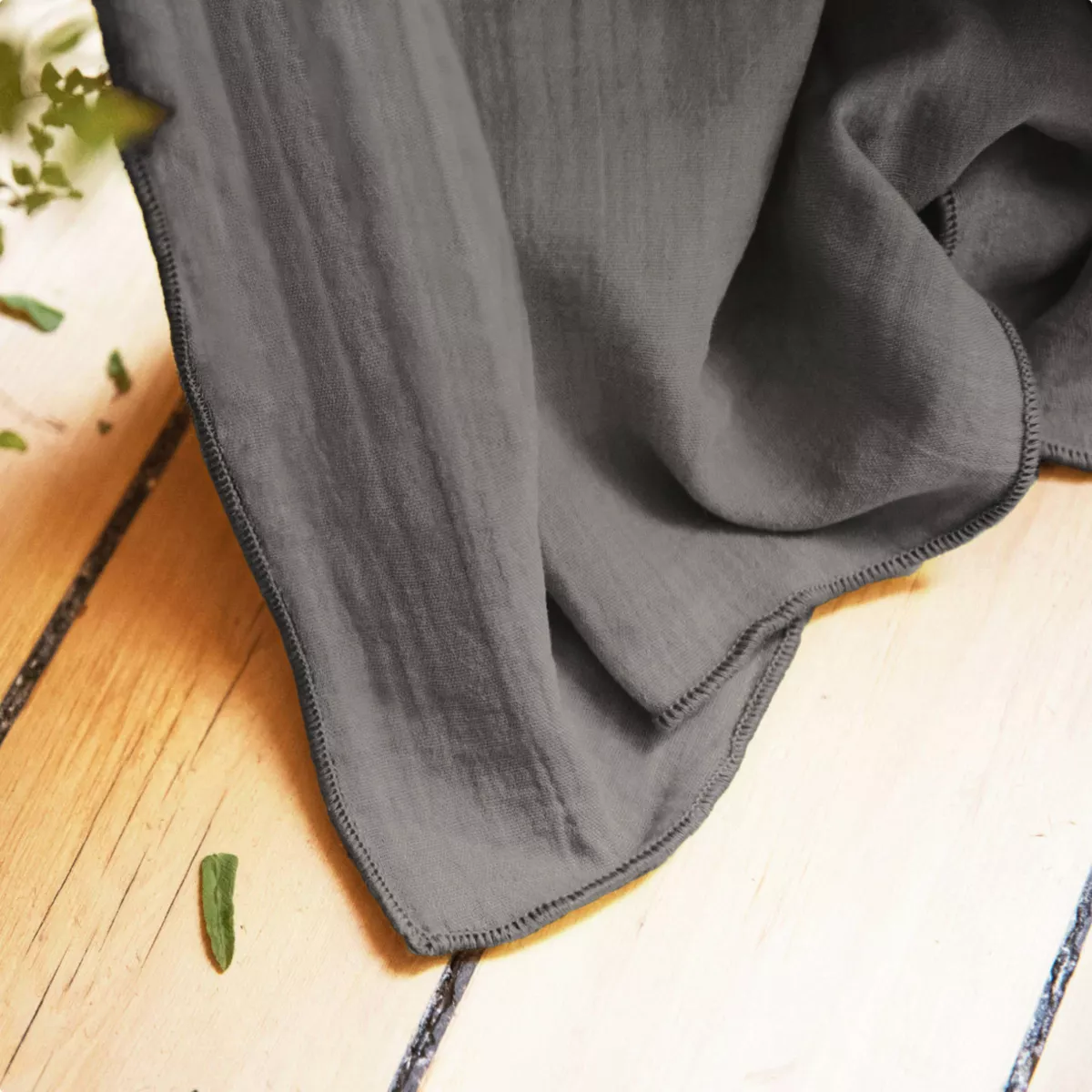 Tenda in  garza di cotone a passanti nascosti (140 x 240 cm) Gaïa Grigio granito