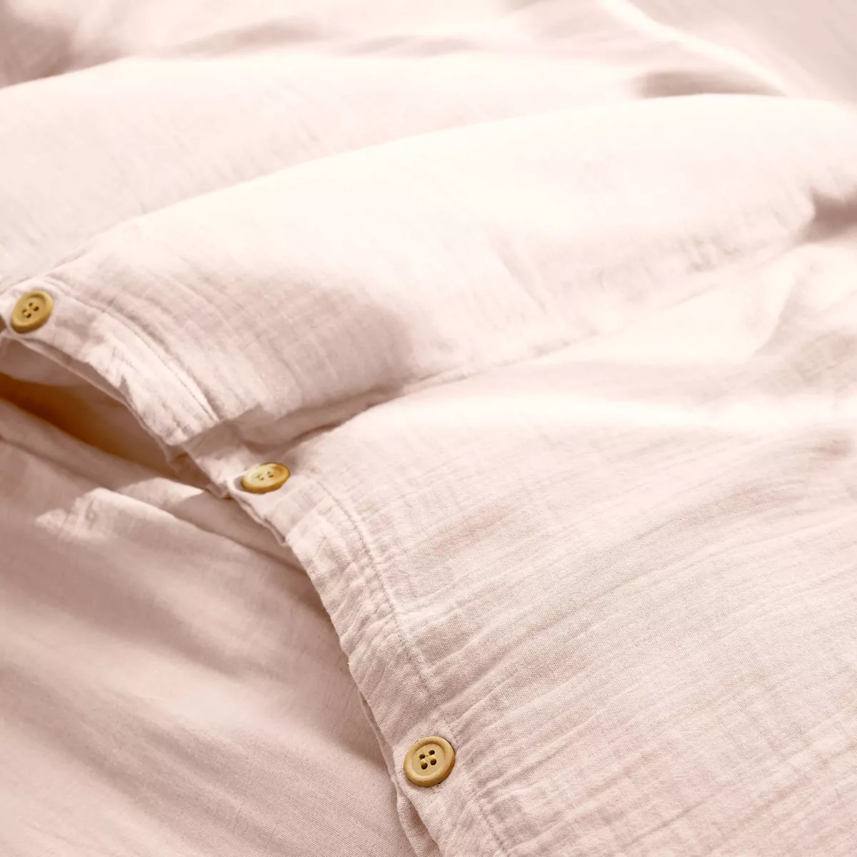 Housse de couette gaze de coton (260 cm) Gaïa Rose poudré 2