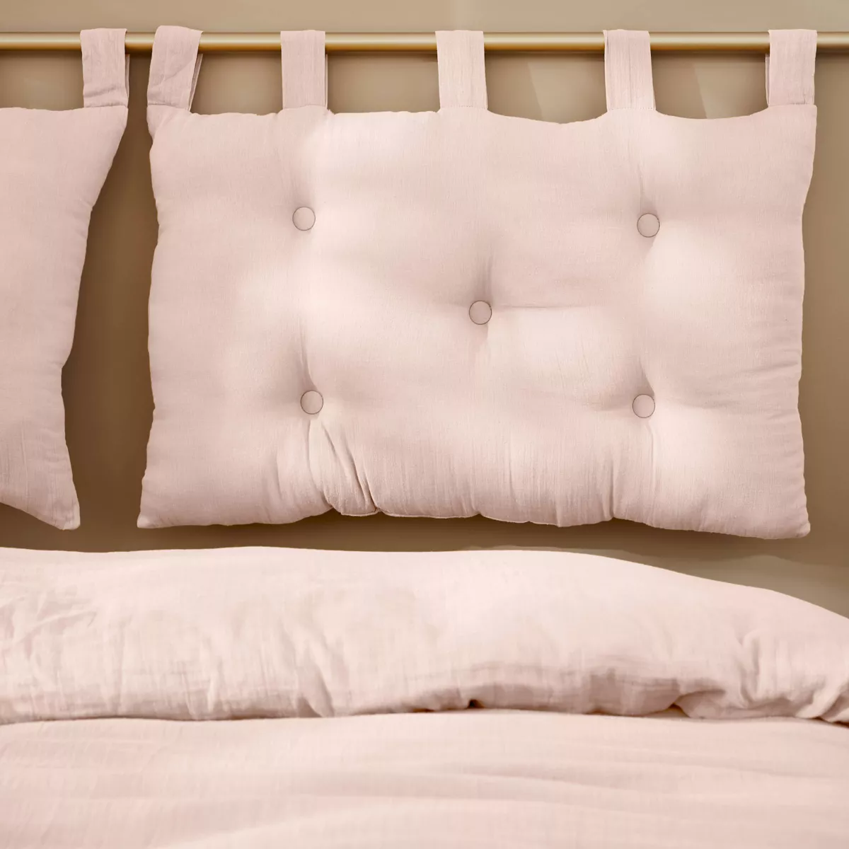 Tête de lit gaze de coton (80 cm) Gaïa Rose poudré 1