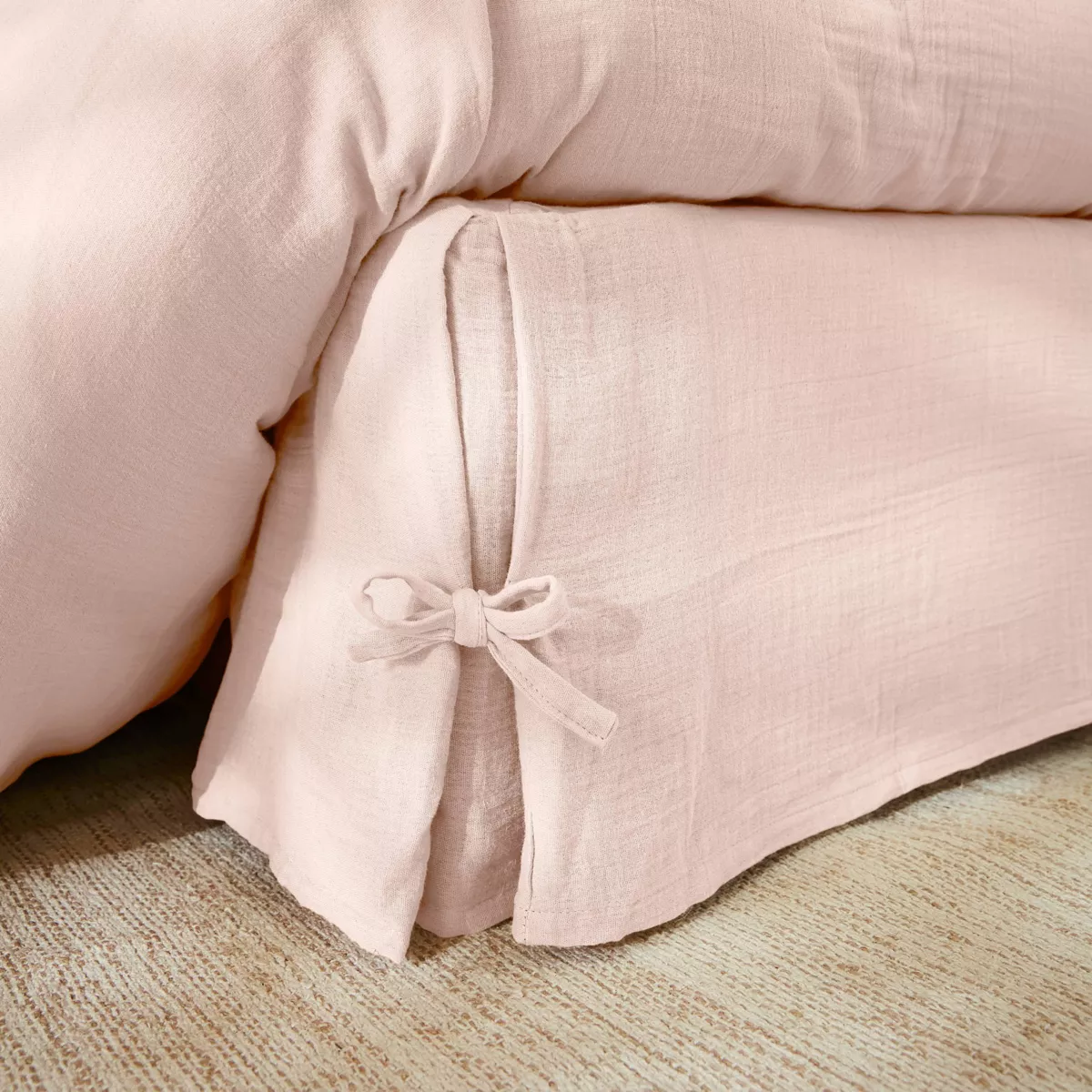 Cubre -somier Gasa de algodón (140 x 190 cm) Gaïa Rosa tierno 1