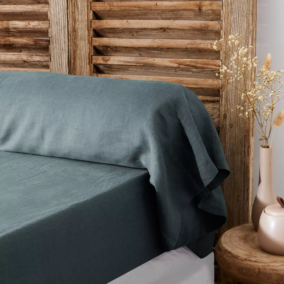 Taie de traversin lin lavé (L185 cm) Louise Gris ardoise