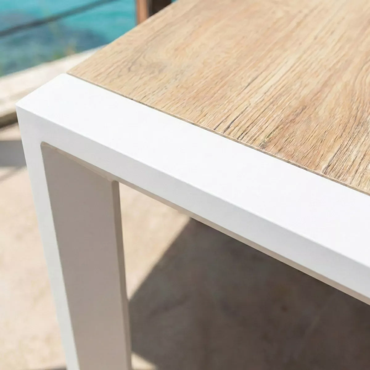 Tavolo da giardino estensibile in alluminio 12 posti (195/247/300 x 96 cm) Amalfi Bianco e legno