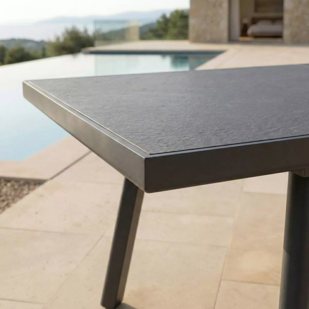 Tavolo da giardino estensibile in alluminio 10 posti (200/260 x 96 cm) Amalfi Grigio antracite