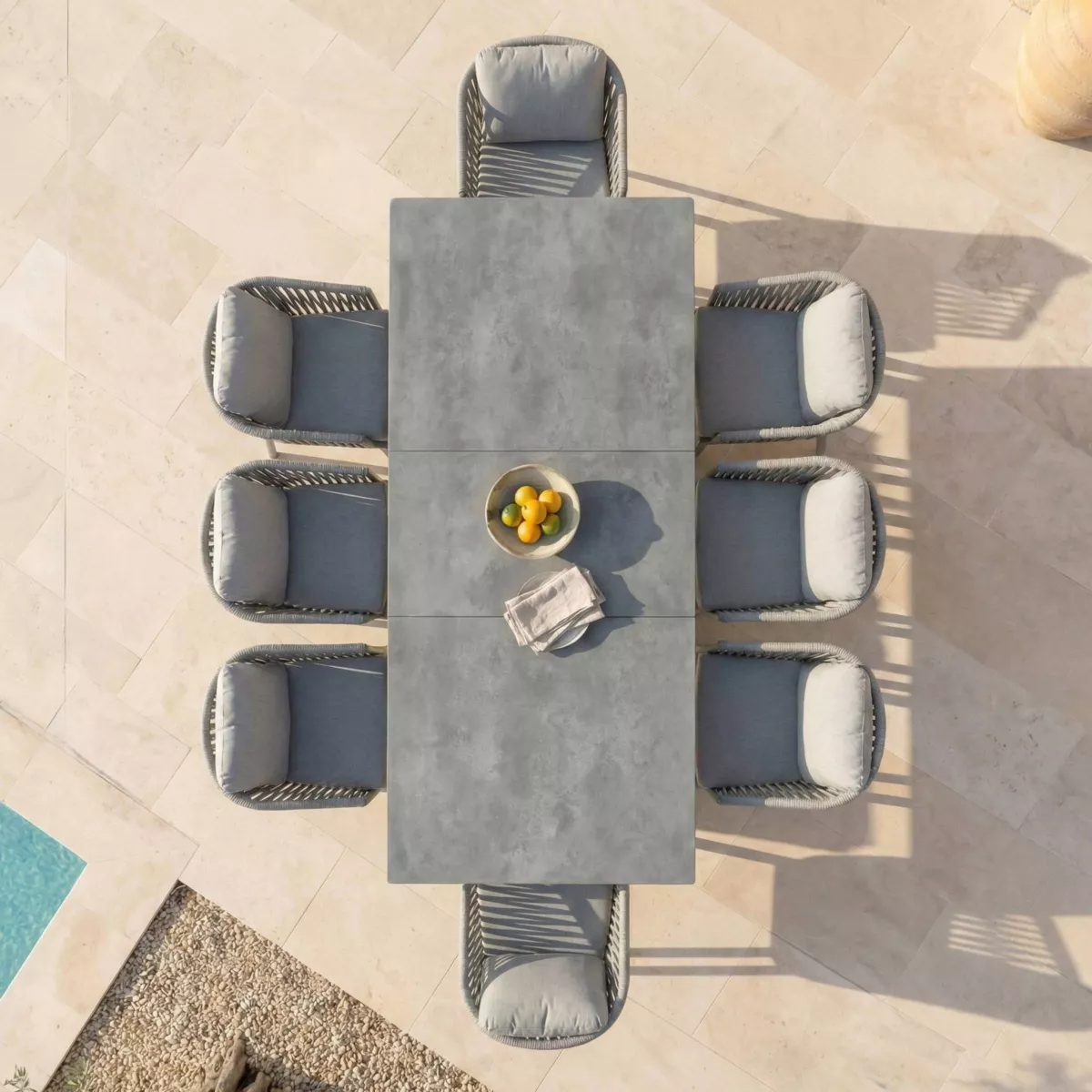 Table de jardin extensible en aluminium 10 places (200/260 x 96 cm) Amalfi Gris anthracite