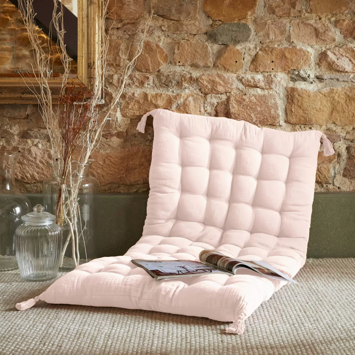 Bomuldsgaze gulvmadras (60 x 120 cm) Gaïa Støvet Rosa