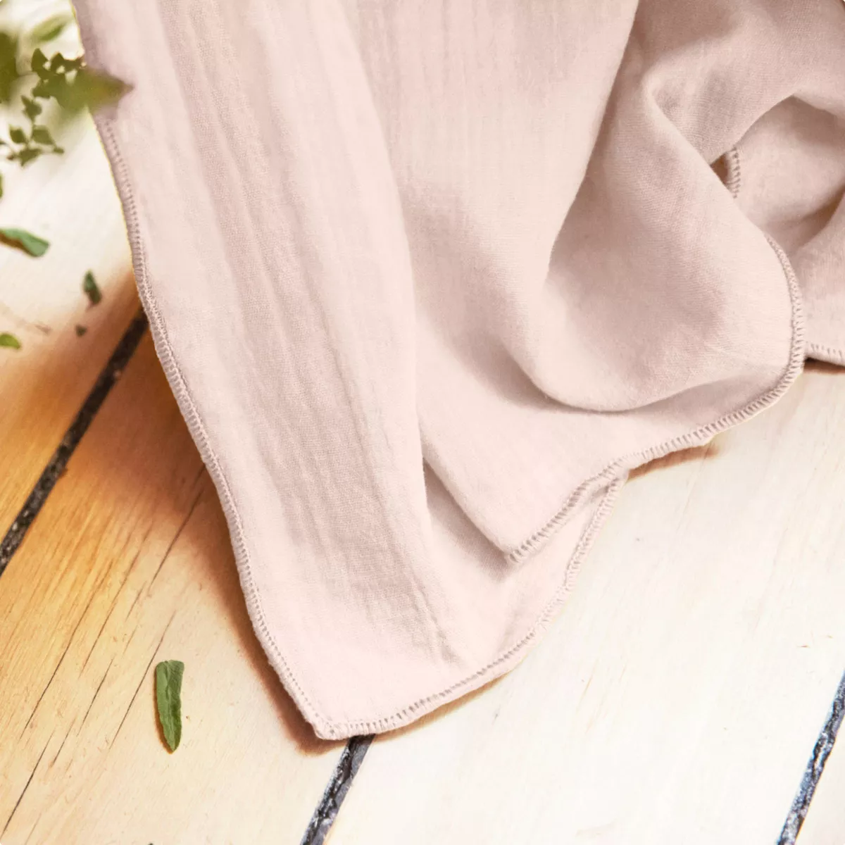 Cortina en gasa de algodón ajustable (180 x max 300 cm) Gaïa Rosa palo