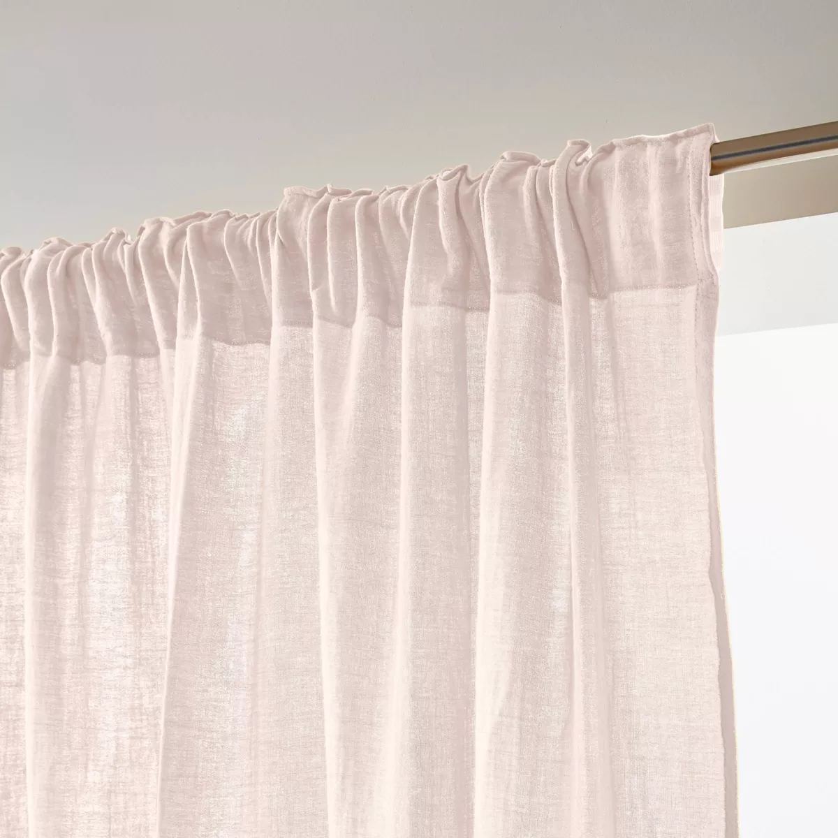 Tenda in  garza di cotone a passanti nascosti (140 x 240 cm) Gaïa Rosa cipria