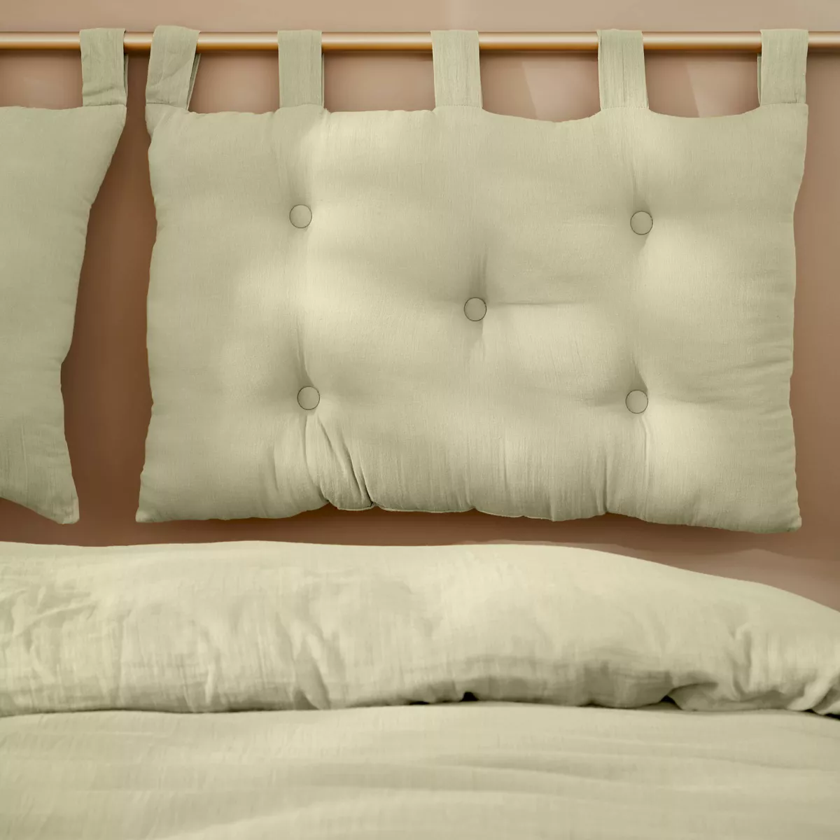 Testata letto garza di cotone (80 cm) Gaïa Verde salvia