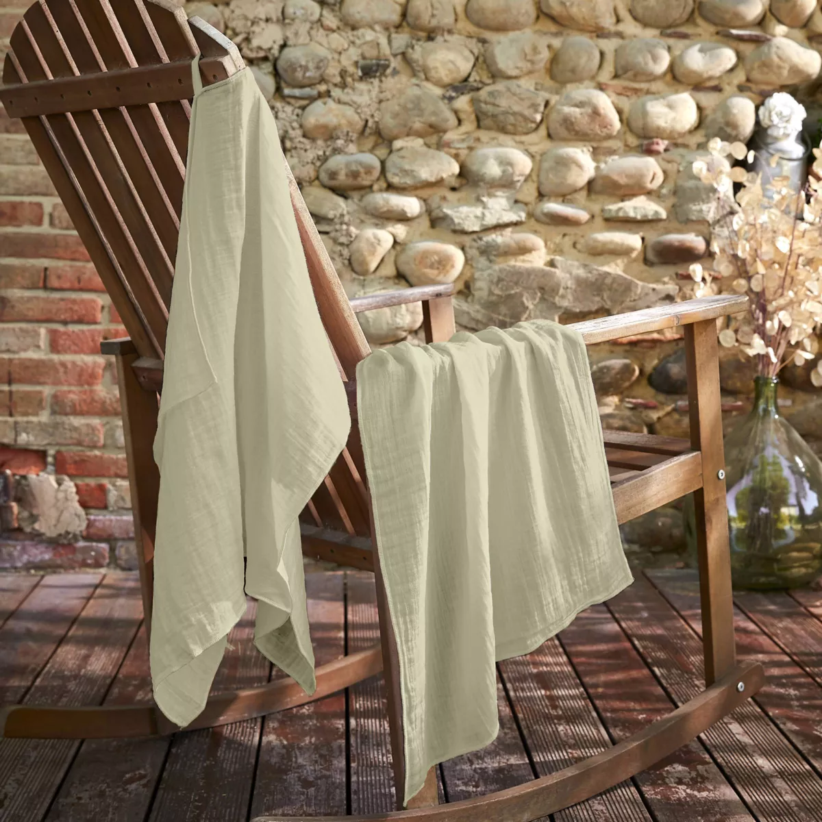 Set van 2 handdoekjes katoengaas (70 cm) Gaïa Lindegroen 1