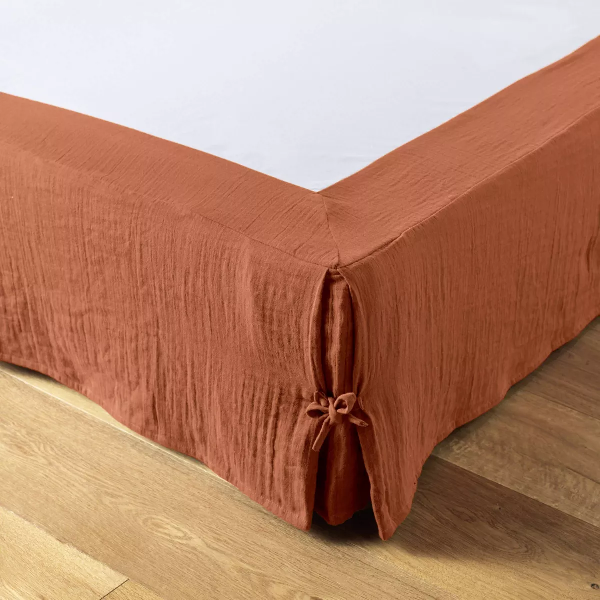 Cache-sommier Gaze de coton (140 x 190 cm) Gaïa Terracotta 3