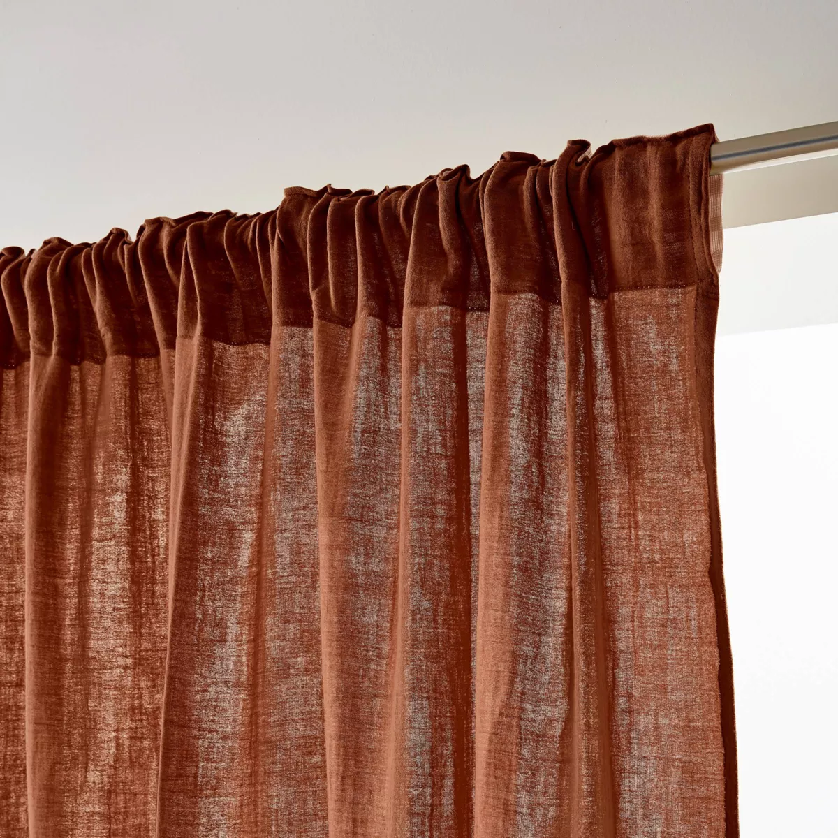 Tenda in  garza di cotone a passanti nascosti (180 x 240 cm) Gaïa Terracotta