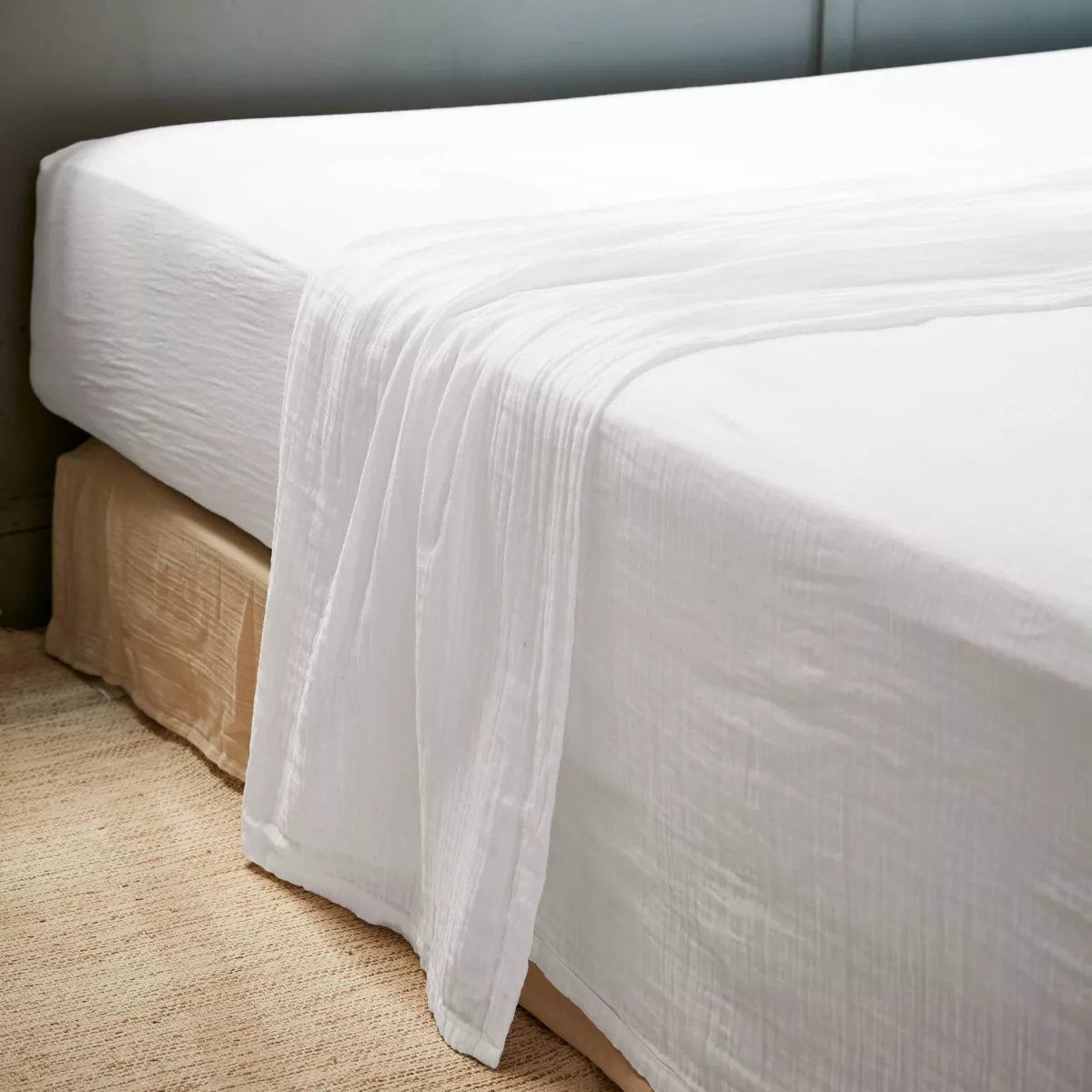 Drap plat gaze de coton (270 cm) Gaïa Blanc chantilly 1