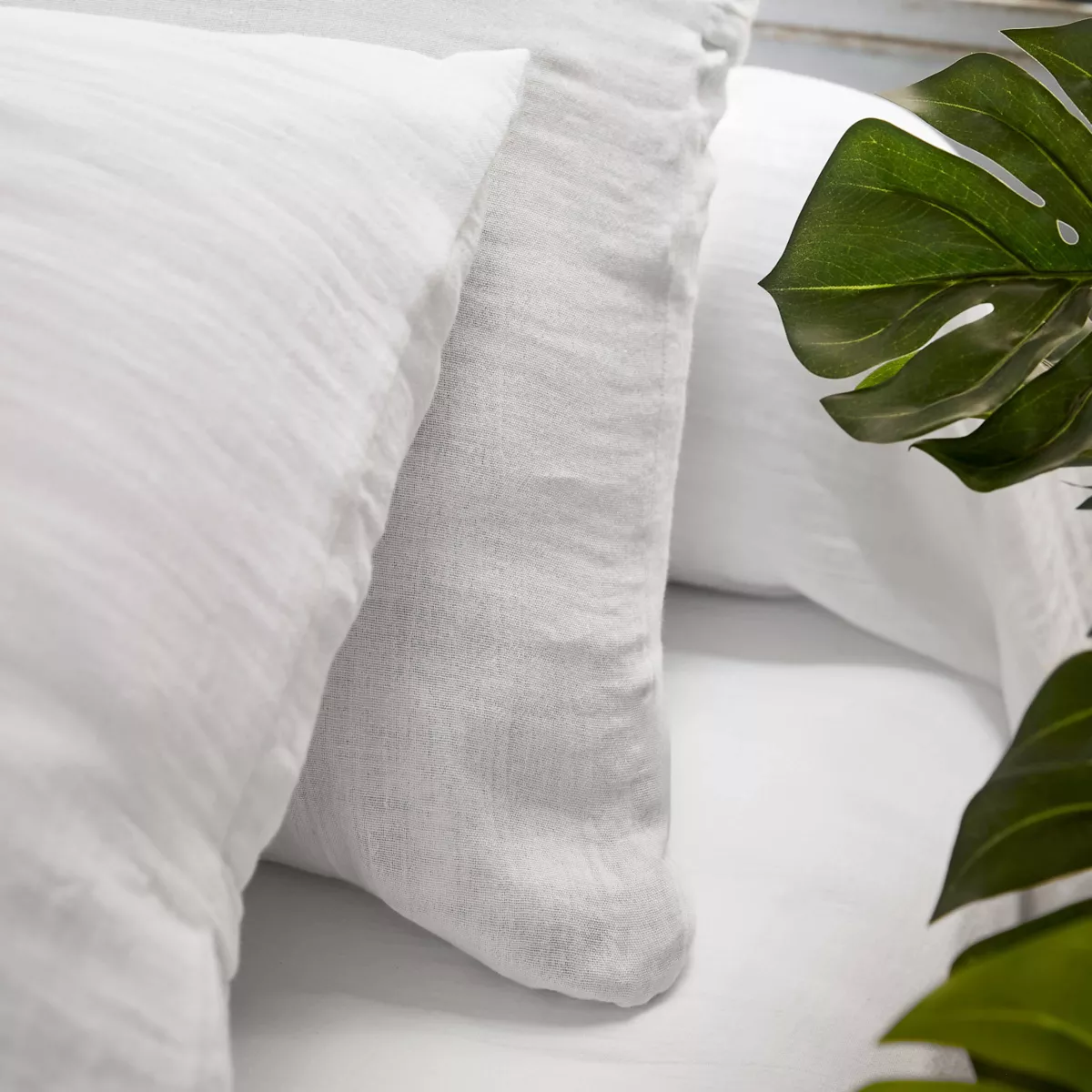 Drap plat gaze de coton (270 x 300 cm) Gaïa Blanc chantilly