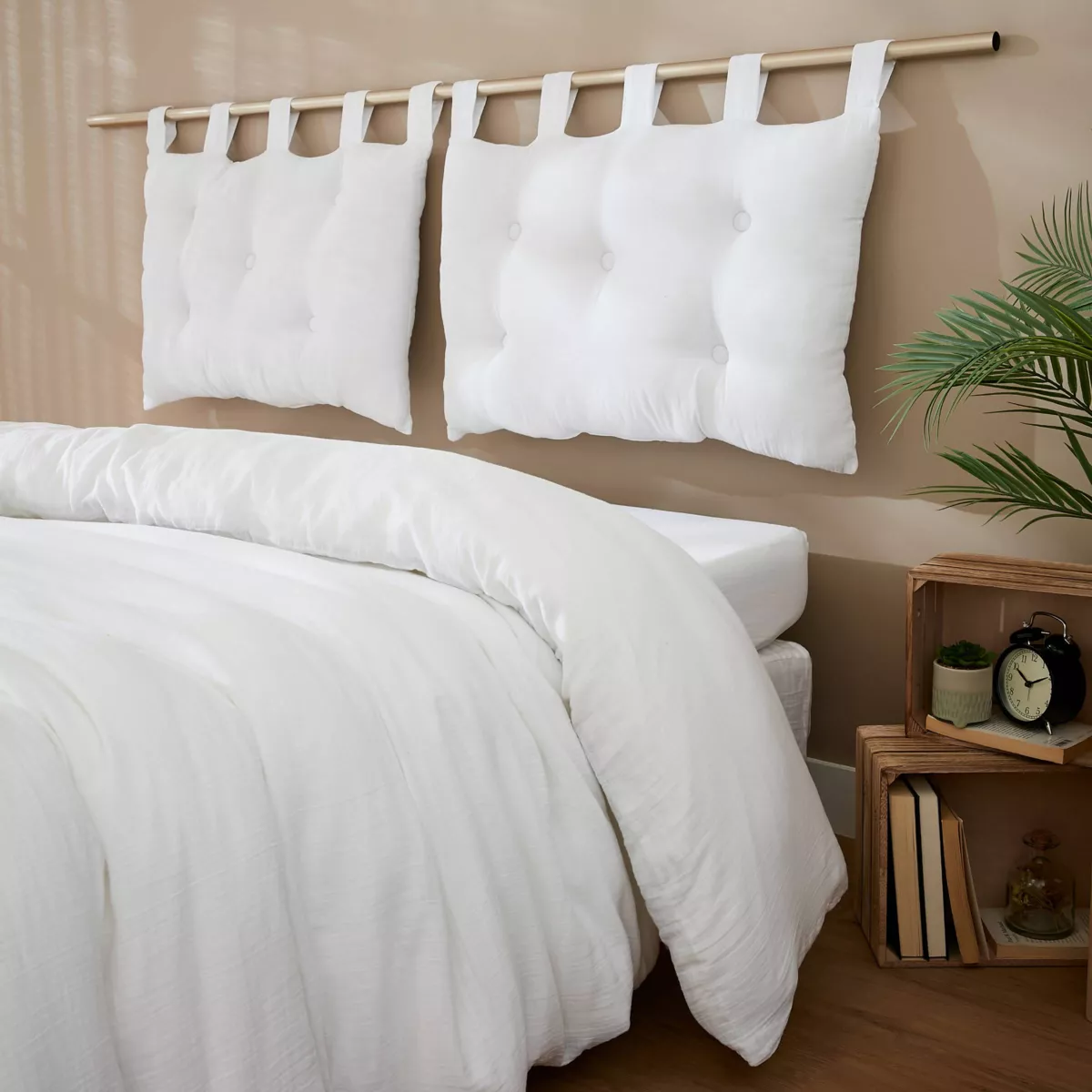 Testiera letto garza di cotone (80 x 50 cm) Gaïa Bianco chantilly