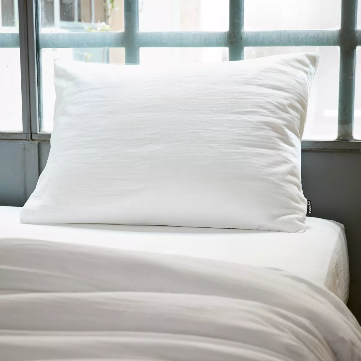 Federa rettangolare garza di cotone (70 cm) Gaïa Bianco chantilly 1