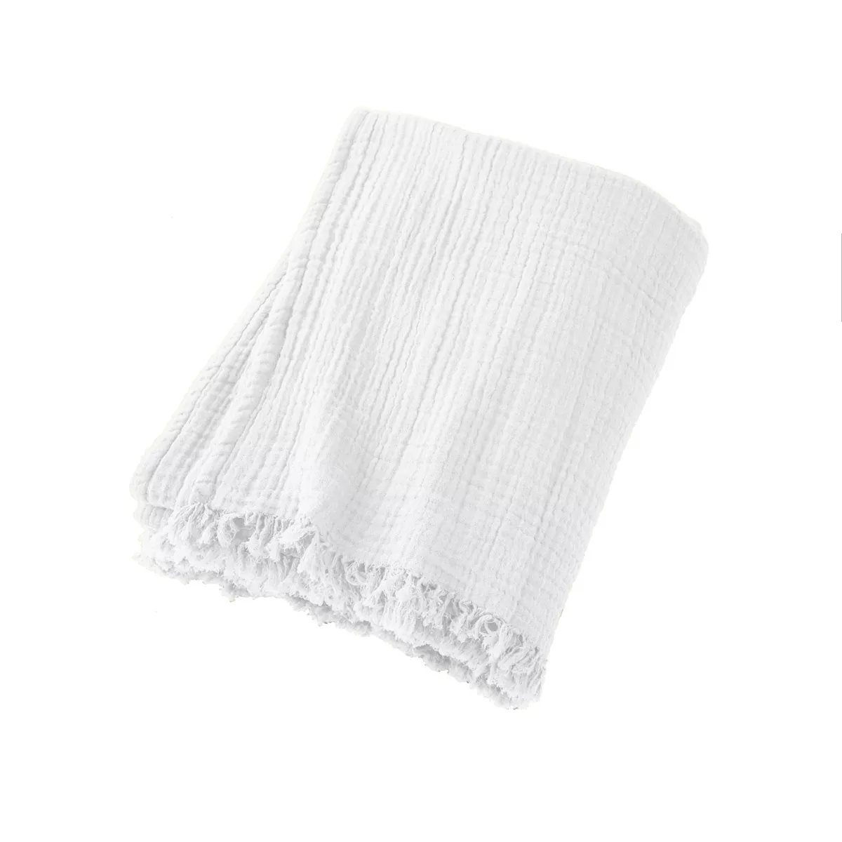 Plaid gaze de coton (220 cm) Gaïa Blanc chantilly 3
