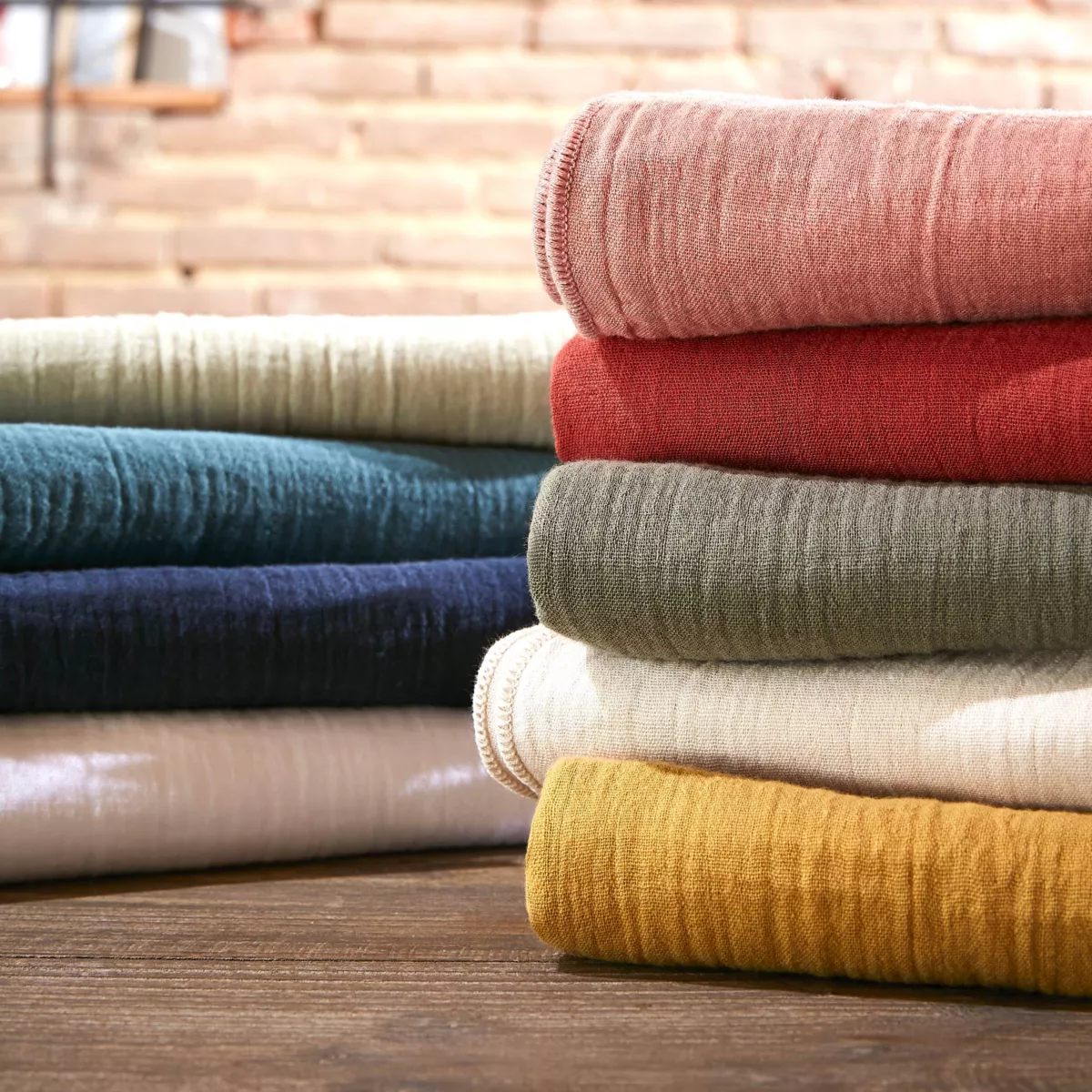 Cuscino quadrato garza di cotone (40 cm) Gaïa Bianco chantilly