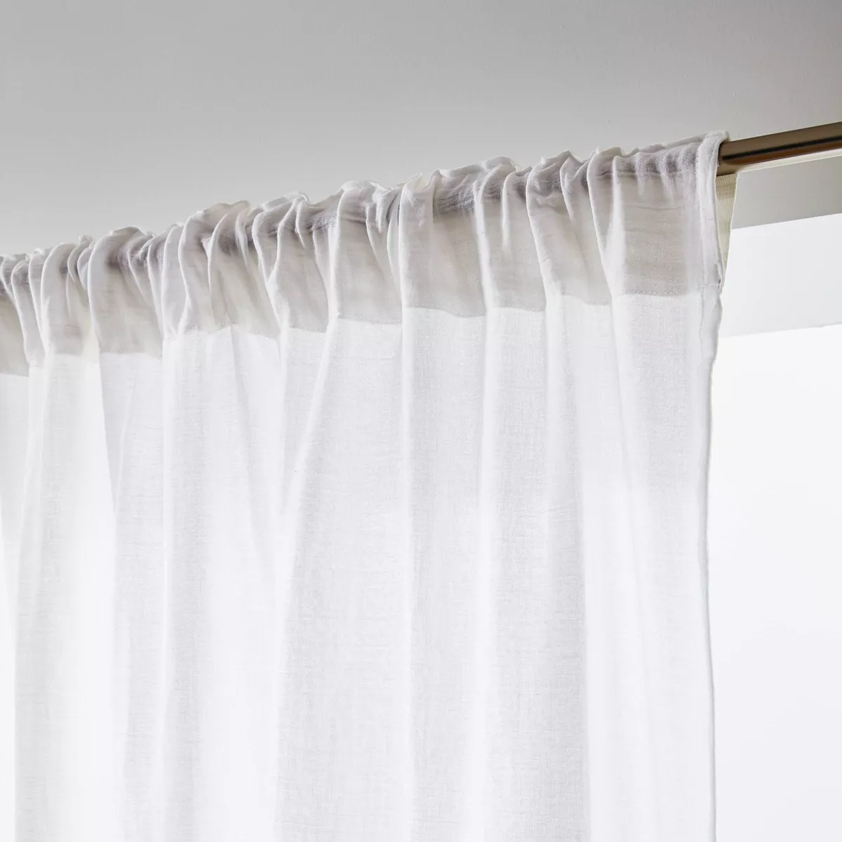 Rideau gaze de coton galon fronceur (140 x 240 cm) Gaïa Blanc chantilly