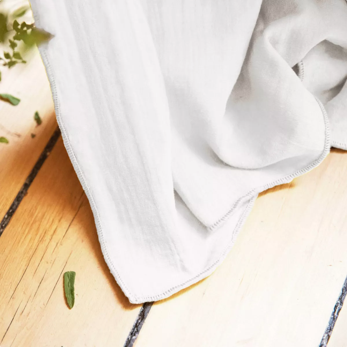 Rideau gaze de coton ajustable (140 x max 300 cm) Gaïa Blanc chantilly