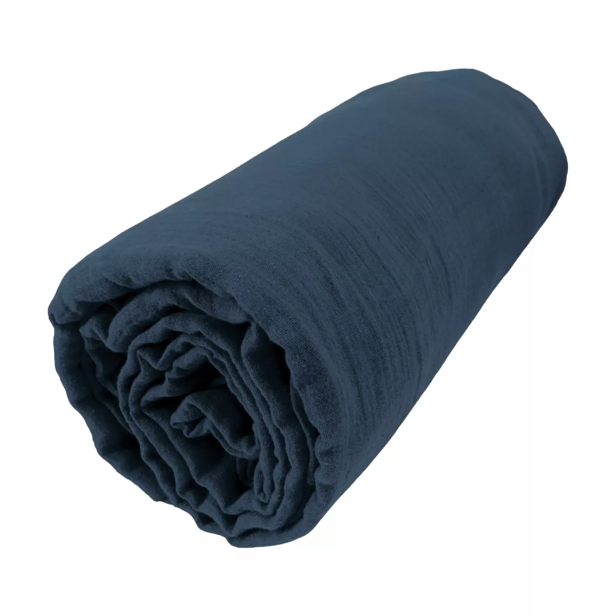 EM - Drap housse 200 x 200 cm Gaze de coton unie GAìA Minuit