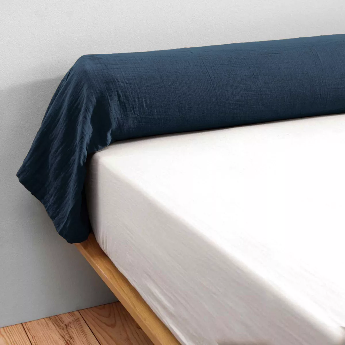 Taie de traversin gaze de coton (L185 cm) Gaïa Bleu nuit 3