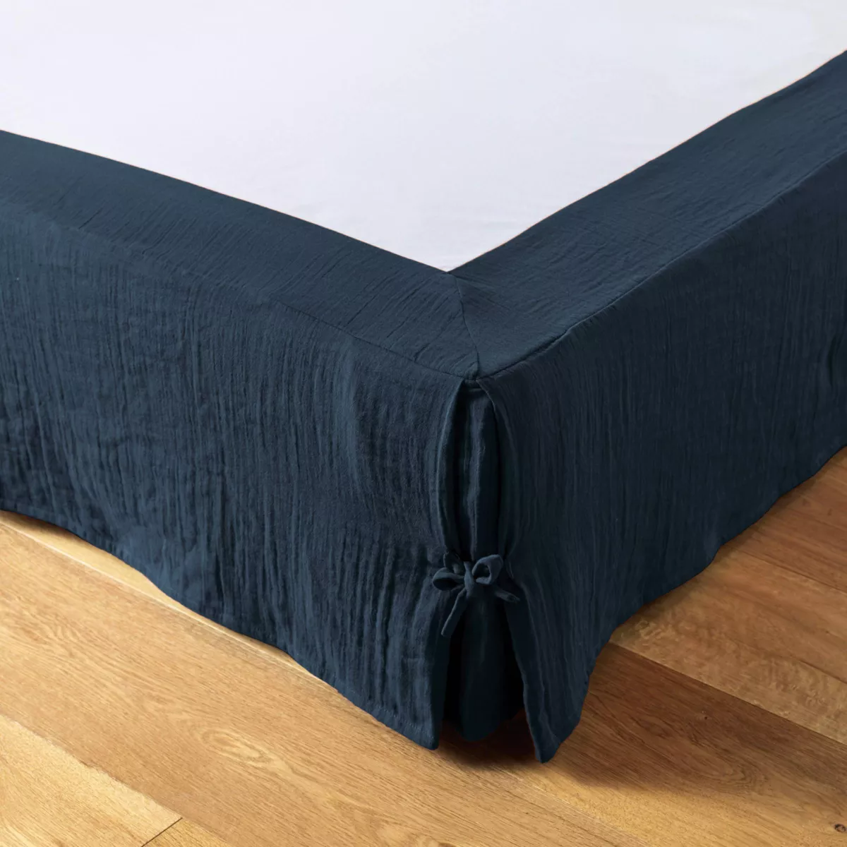 Cache-sommier Gaze de coton (180 x 200 cm) Gaïa Bleu nuit 4