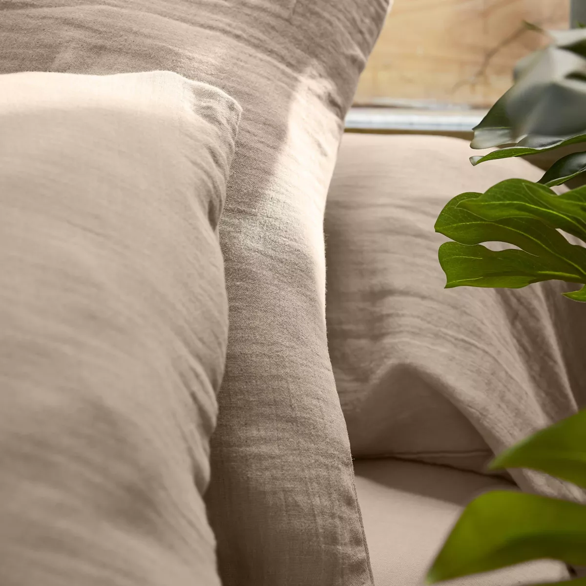 EM - Housse de couette 240 x 220 cm Gaze de coton unie GAìA Ficelle