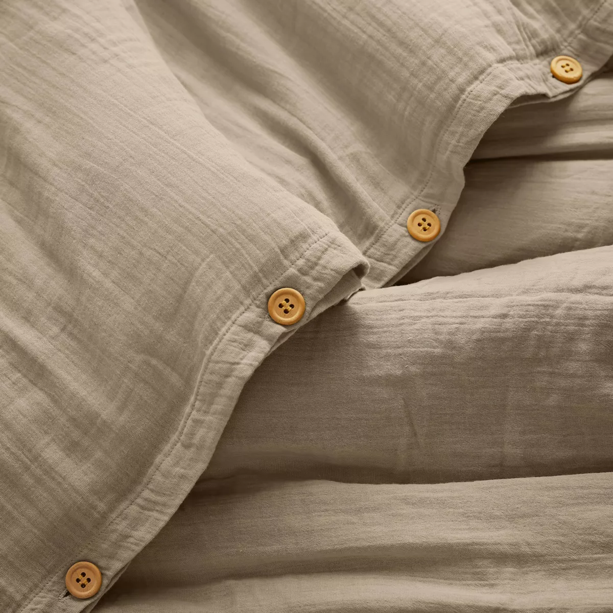 Funda nórdica de gasa de algodón (140 x 200 cm) Gaïa Marrón cuerda