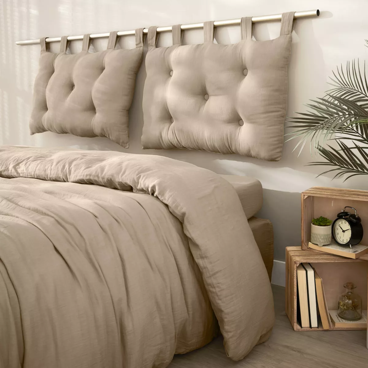 Testata letto cuscino garza di cotone (80 x 50 cm) Gaïa Marrone corda