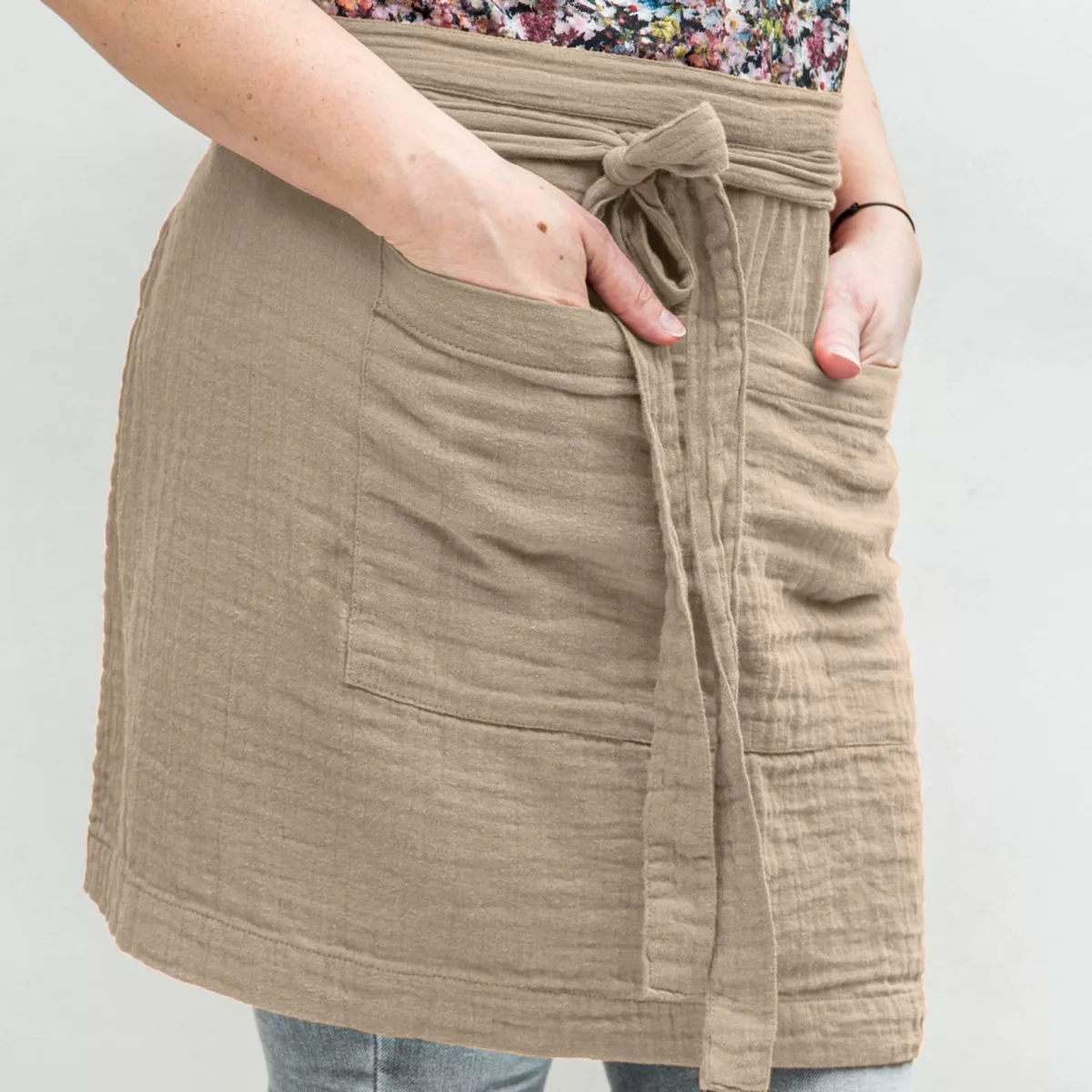 EM - Tablier serveur 45 x 80 cm Gaze de coton unie GAìA Ficelle