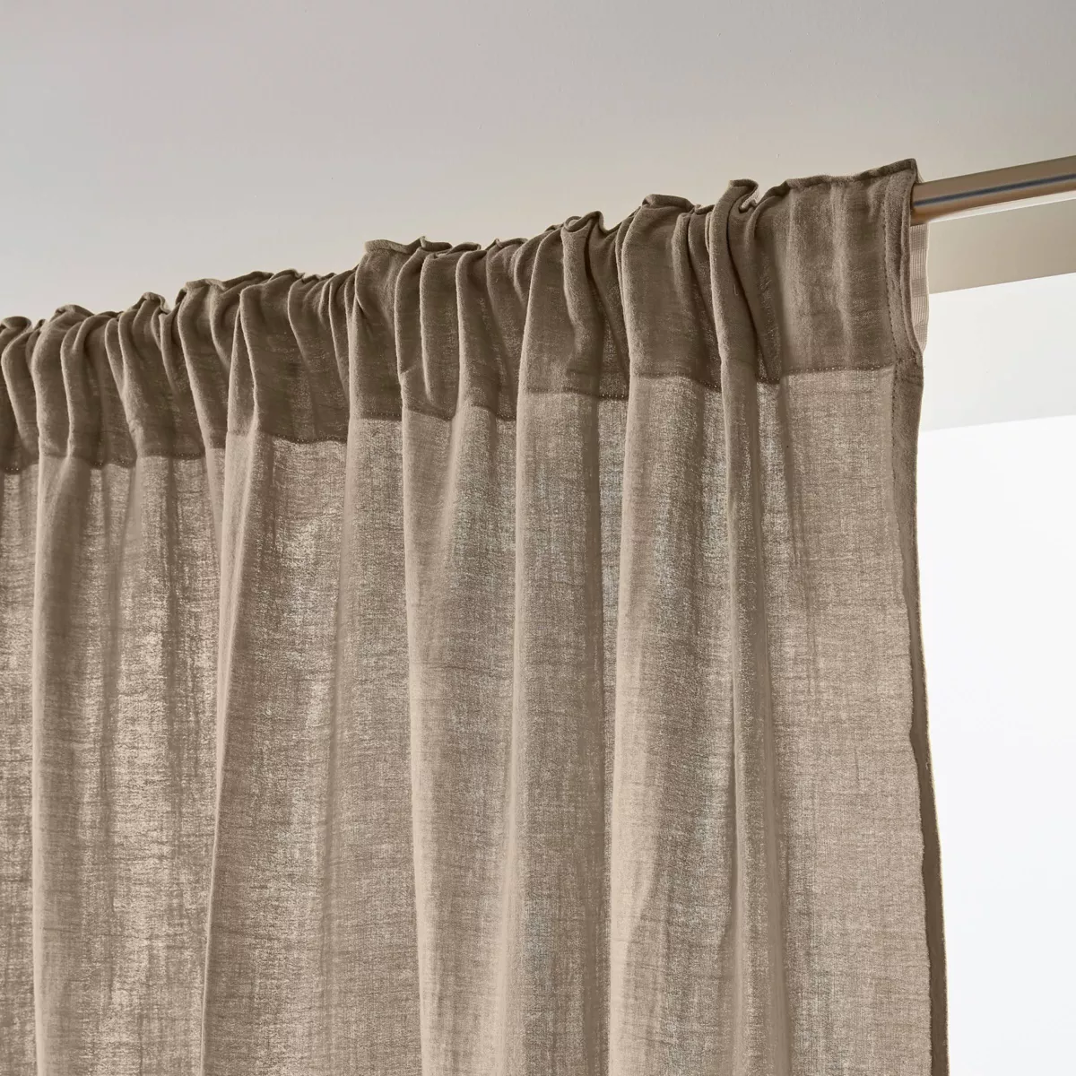 EM - Rideau galon fronceur 140 x 240 cm Gaze de coton unie GAìA Ficelle