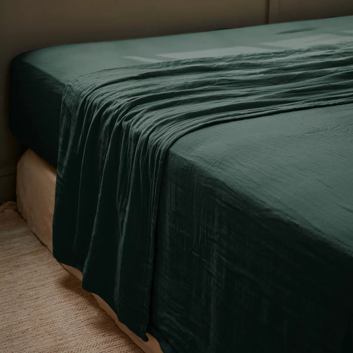 Lenzuolo piatto in cotone gauze (270 x 300 cm) Gaïa Verde abete