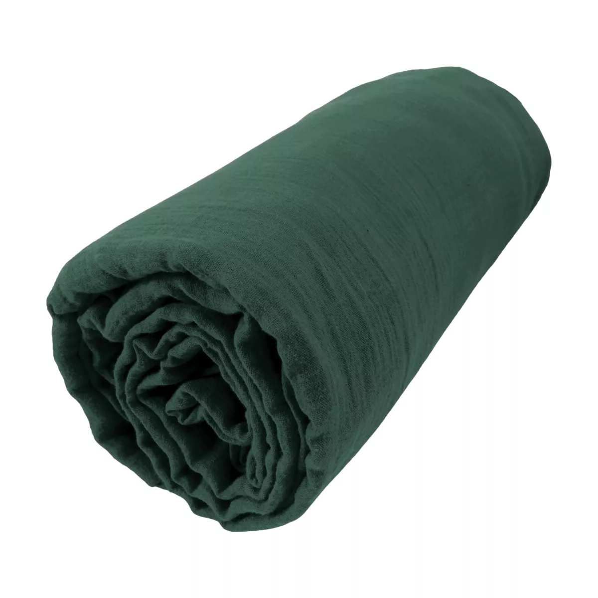 Drap housse gaze de coton (90 x 190 cm) Gaïa Vert Sapin