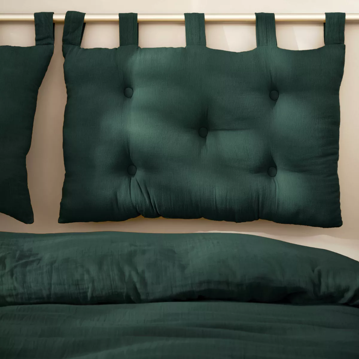 Cuscino testata letto in doppia garza di cotone (80 x 50 cm) Gaïa Verde abete
