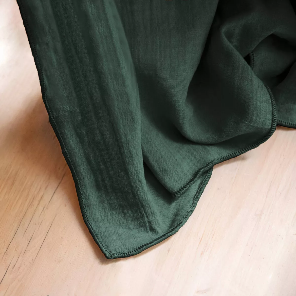 Mantel rectangular de gasa de algodón (150 x 250 cm) Gaïa Verde Pino