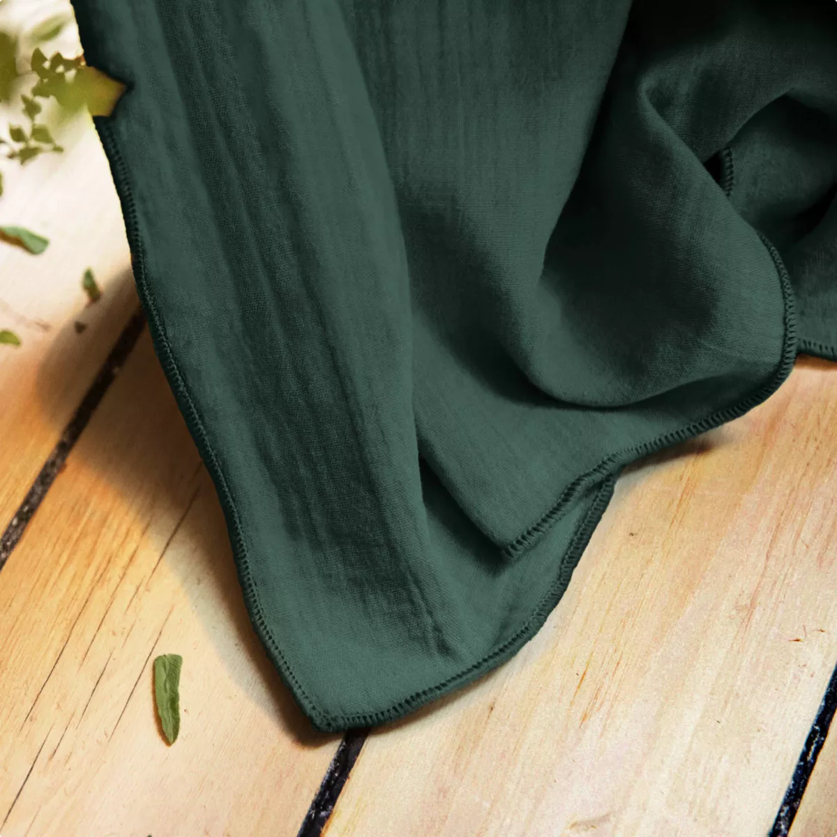 Rideau gaze de coton ajustable (280 x 300 cm) Gaïa Vert sapin