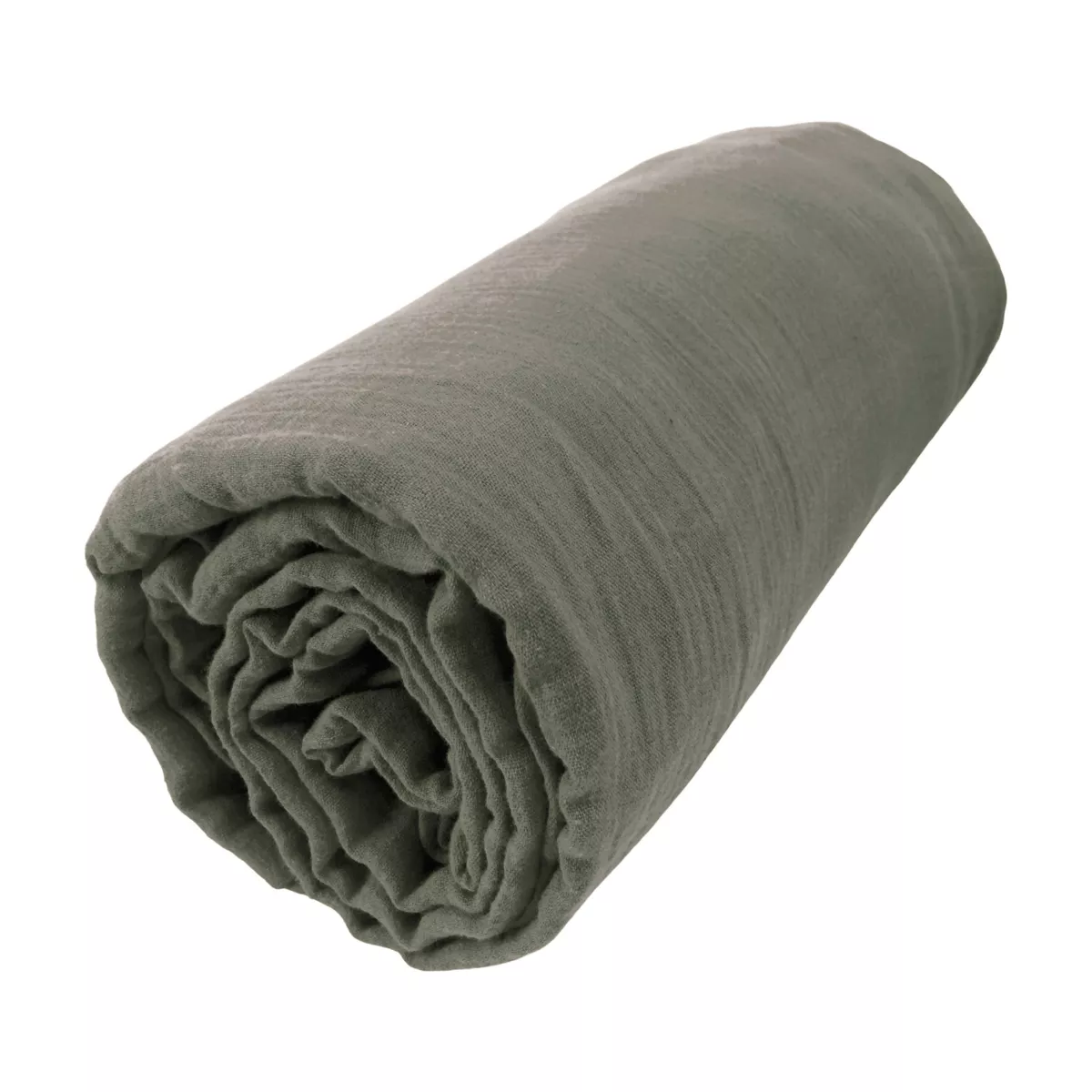 EM - Drap housse 200 x 200 cm Gaze de coton unie GAìA Romarin
