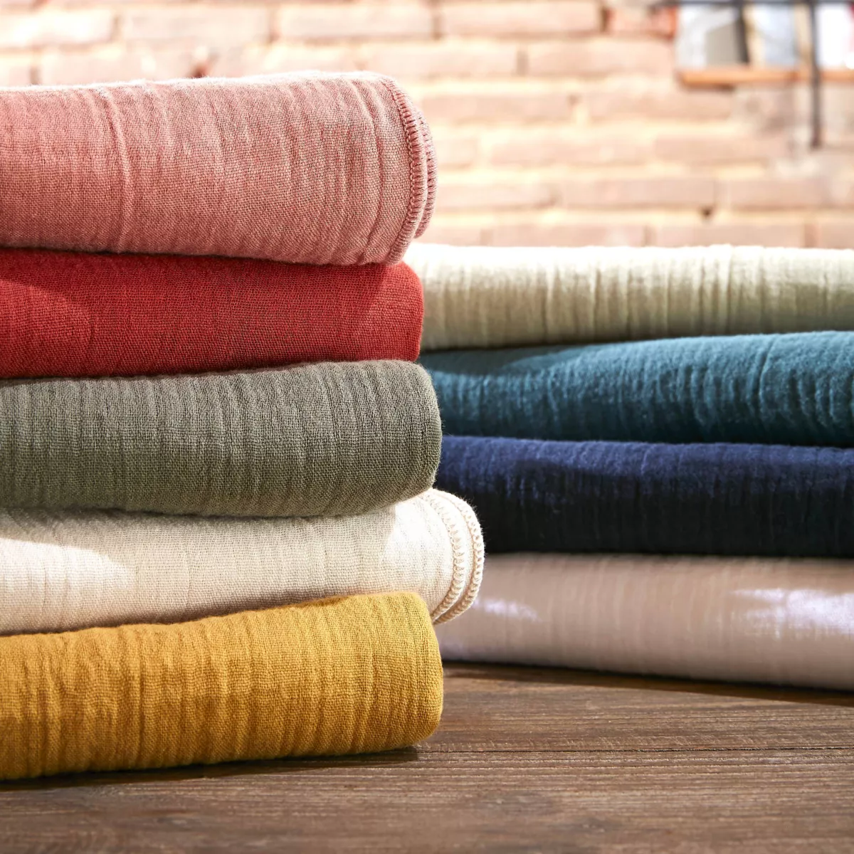 Drap housse gaze de coton (140 cm) Gaïa Vert romarin