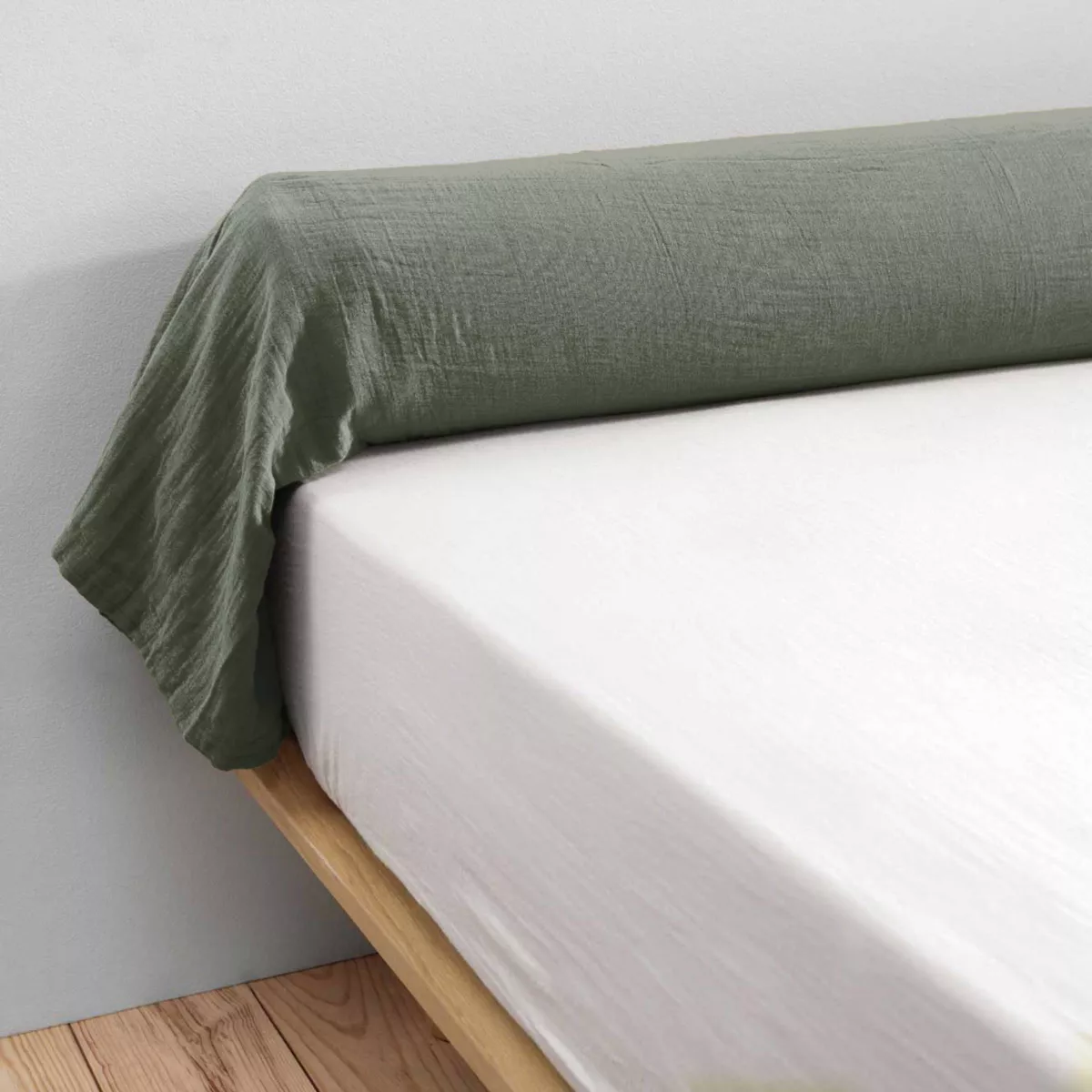 Federa cuscino a rullo garza di cotone (L185 cm) Gaïa Verde rosmarino 3