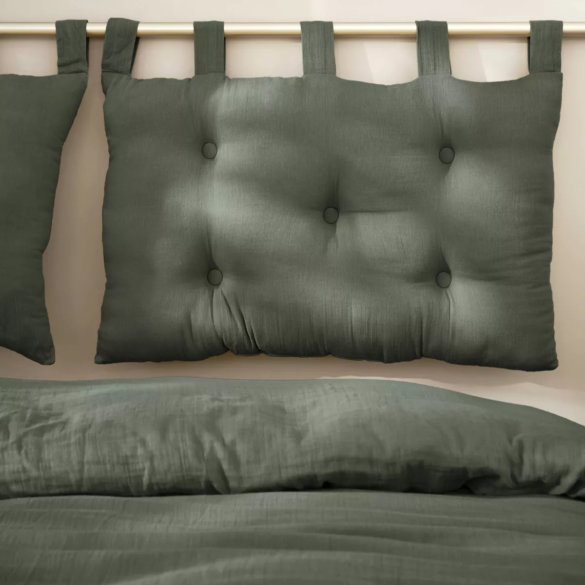 Testata letto garza di cotone (80 cm) Gaïa Verde rosmarino 1