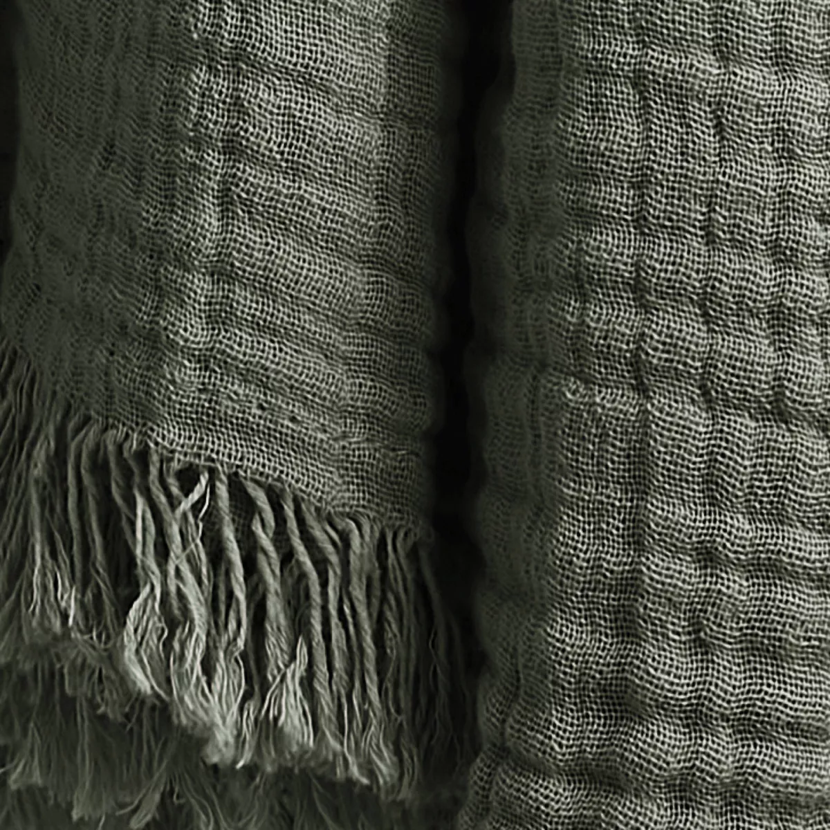 Plaid katoengaas (220 cm) Gaïa Rozemarijngroen 2