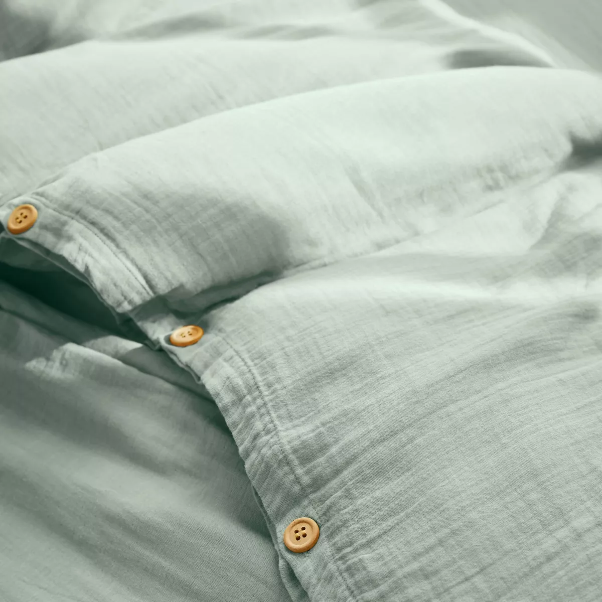 Bettbezug aus Baumwoll-Gaze (260 x 240 cm) Gaïa Eukalyptusgrün