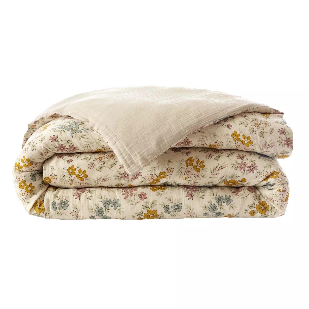 Bettbezug aus doppellagiger Baumwoll-Gaze (200 x 200 cm) Gaïa Aquarell Mehrfarbig