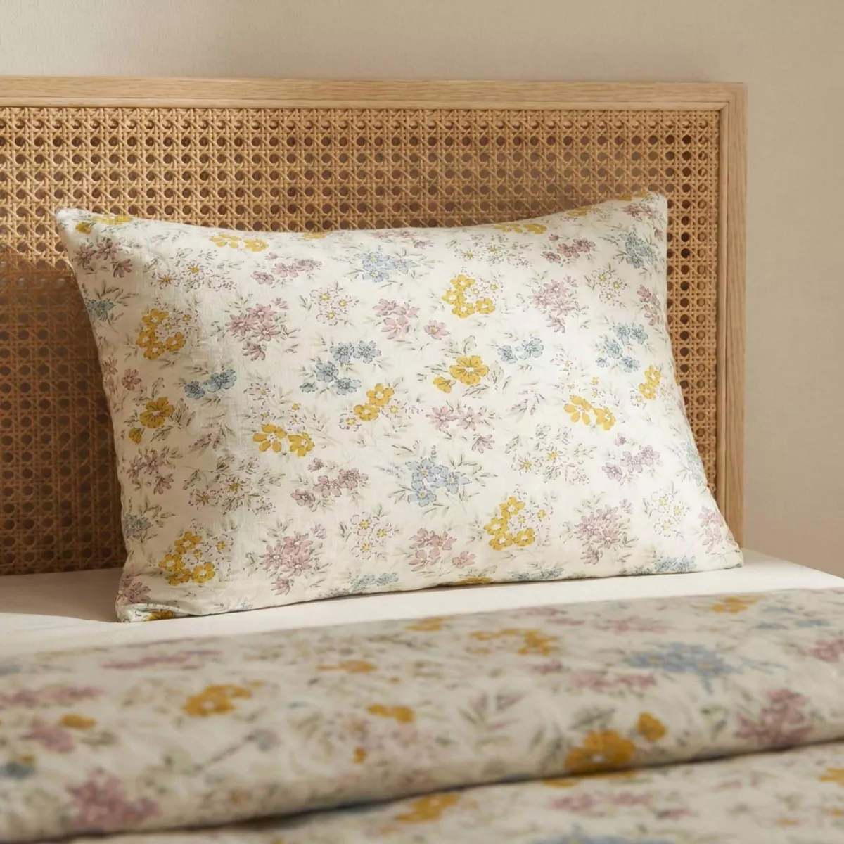 Taie d'oreiller rectangulaire gaze de coton (50 x 70 cm) Gaïa Aquarelle Multicolore