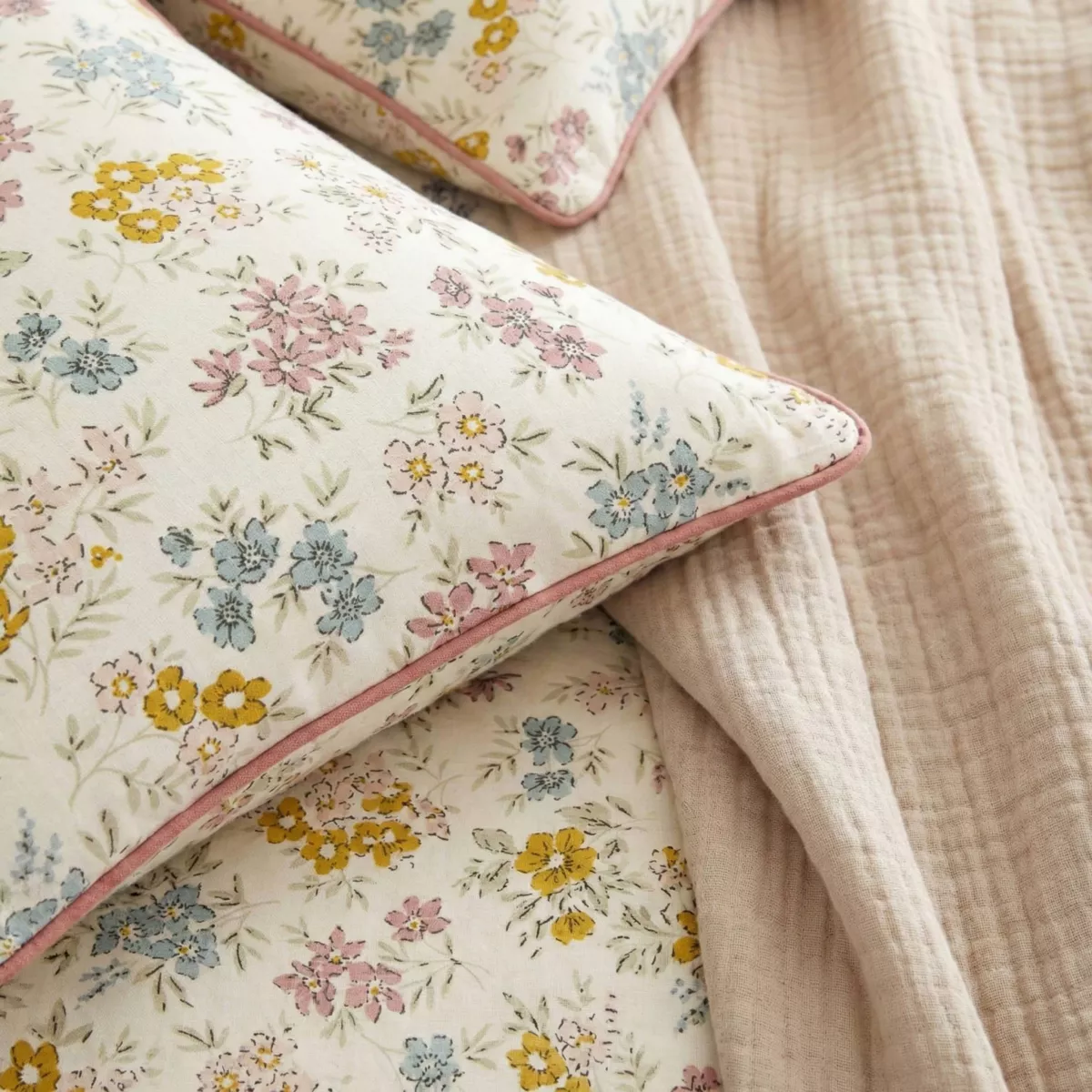 Coussin rectangulaire gaze de coton (40 x 60 cm) Gaïa Aquarelle Multicolore