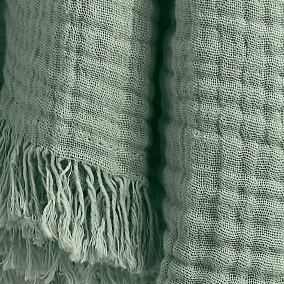 Plaid gaze de coton (130 x 160 cm) Gaïa Vert eucalyptus